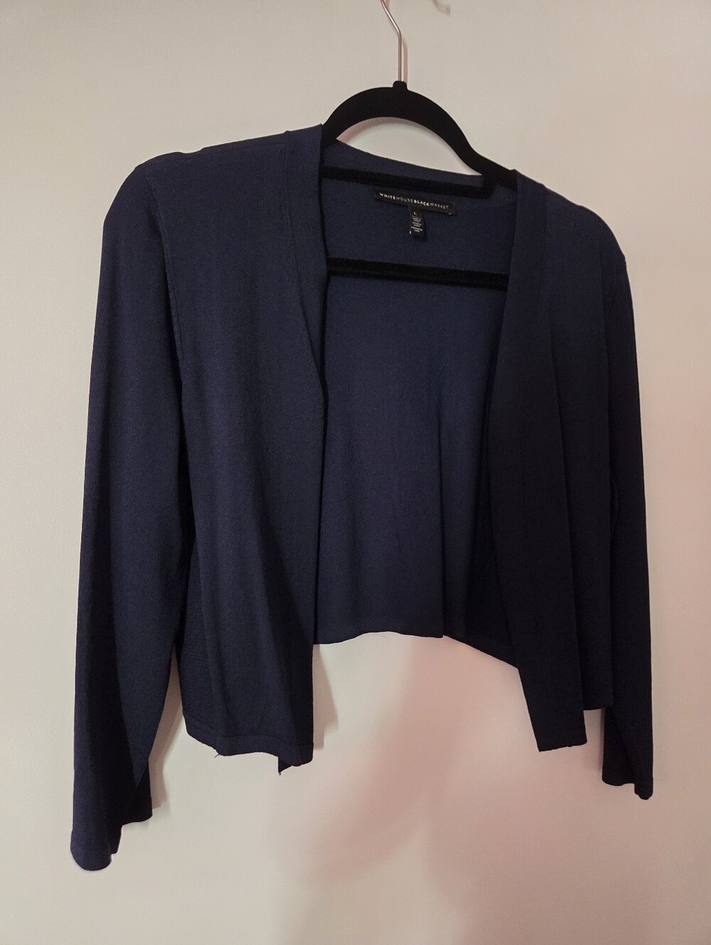 White House Black Market Dark Navy Open-Front Cropped Cardigan